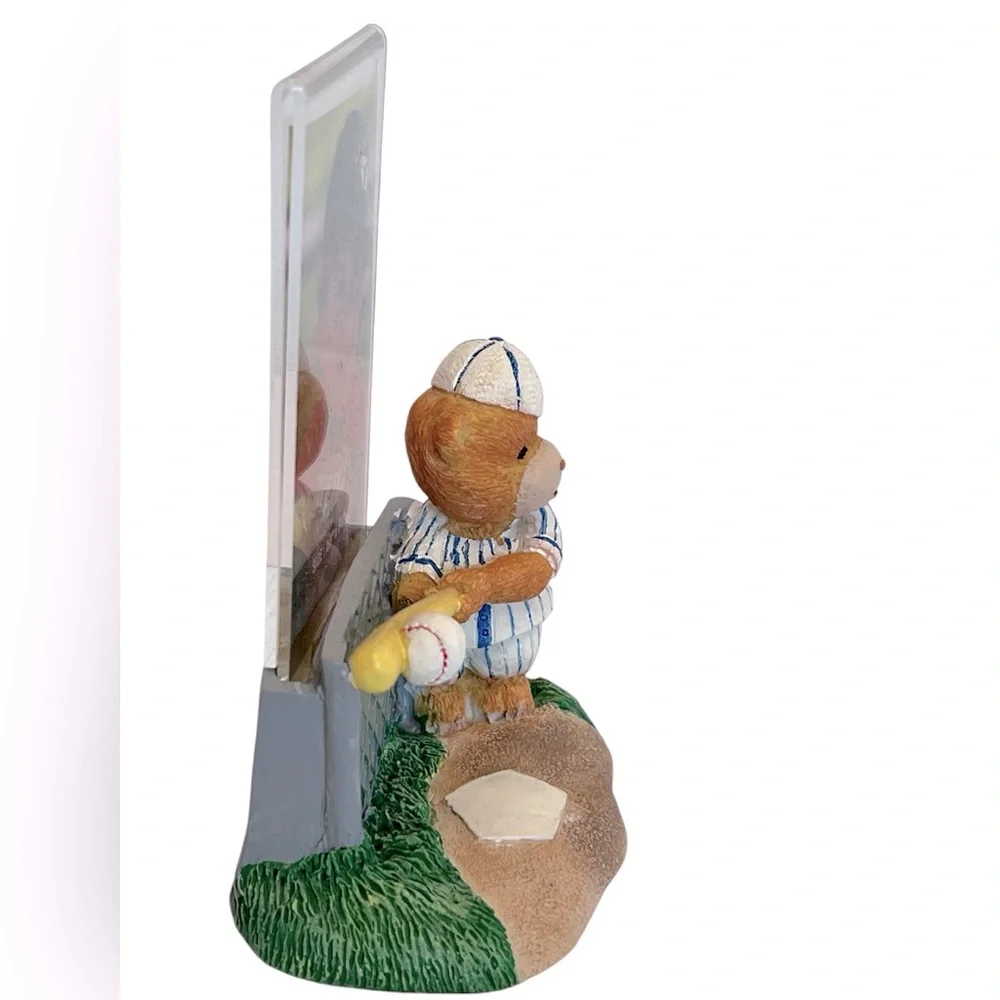 Vintage Malden Resin Baseball Bear Swinging a Bat Photo Frame. Fits 2.5 x 3.5.